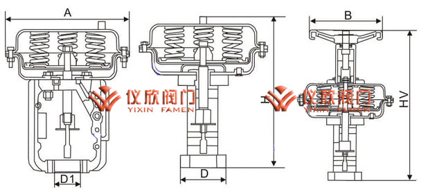 氣動(dòng)薄膜執行器外形尺寸圖